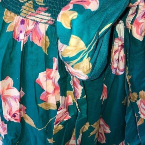 Carol Anderson California Dress Size 10 Turquoise Floral Cotton Attached Belt - Picture 3 of 13